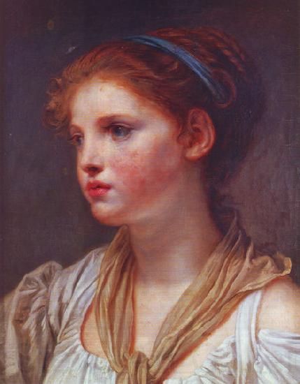 Jean-Baptiste Greuze Portrait de jeune fille au ruban bleu Norge oil painting art